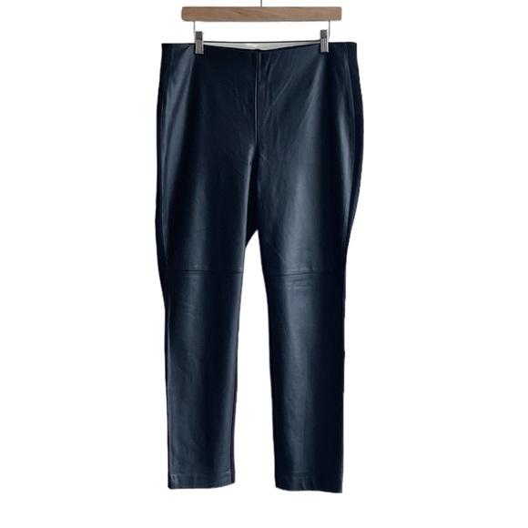 *NEW Chico’s The Abbey Pieced Pant Faux Leather black size 2 10 12 - Picture 2 of 12